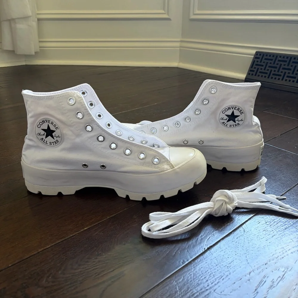 Converse White Platform High-Top Sneakers